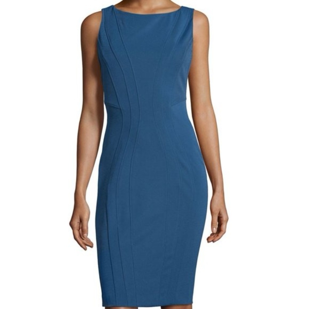 ZAC Zac Posen Sleeveless Wavy Piped Midi Dress in Blue - Size XS